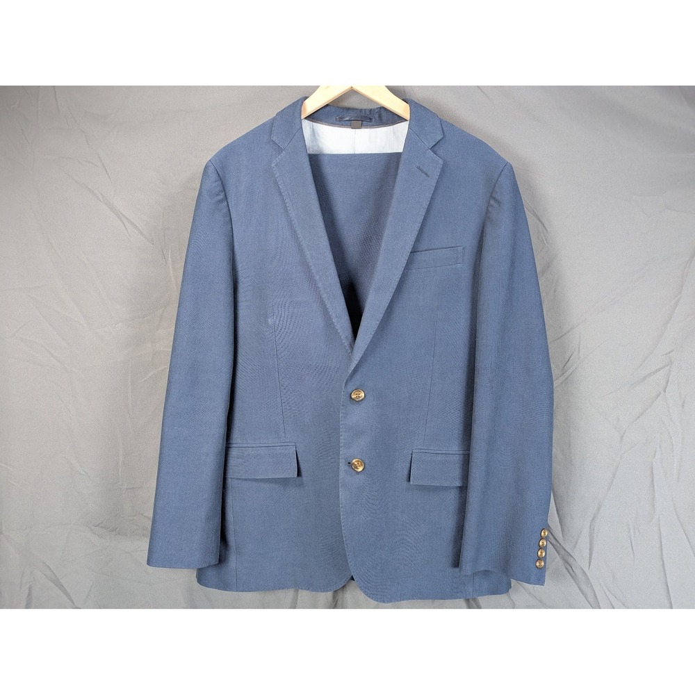 J.Crew Ludlow Suit Set Mens Blue Textured Blazer 41R Trousers 34x32 Italian F...